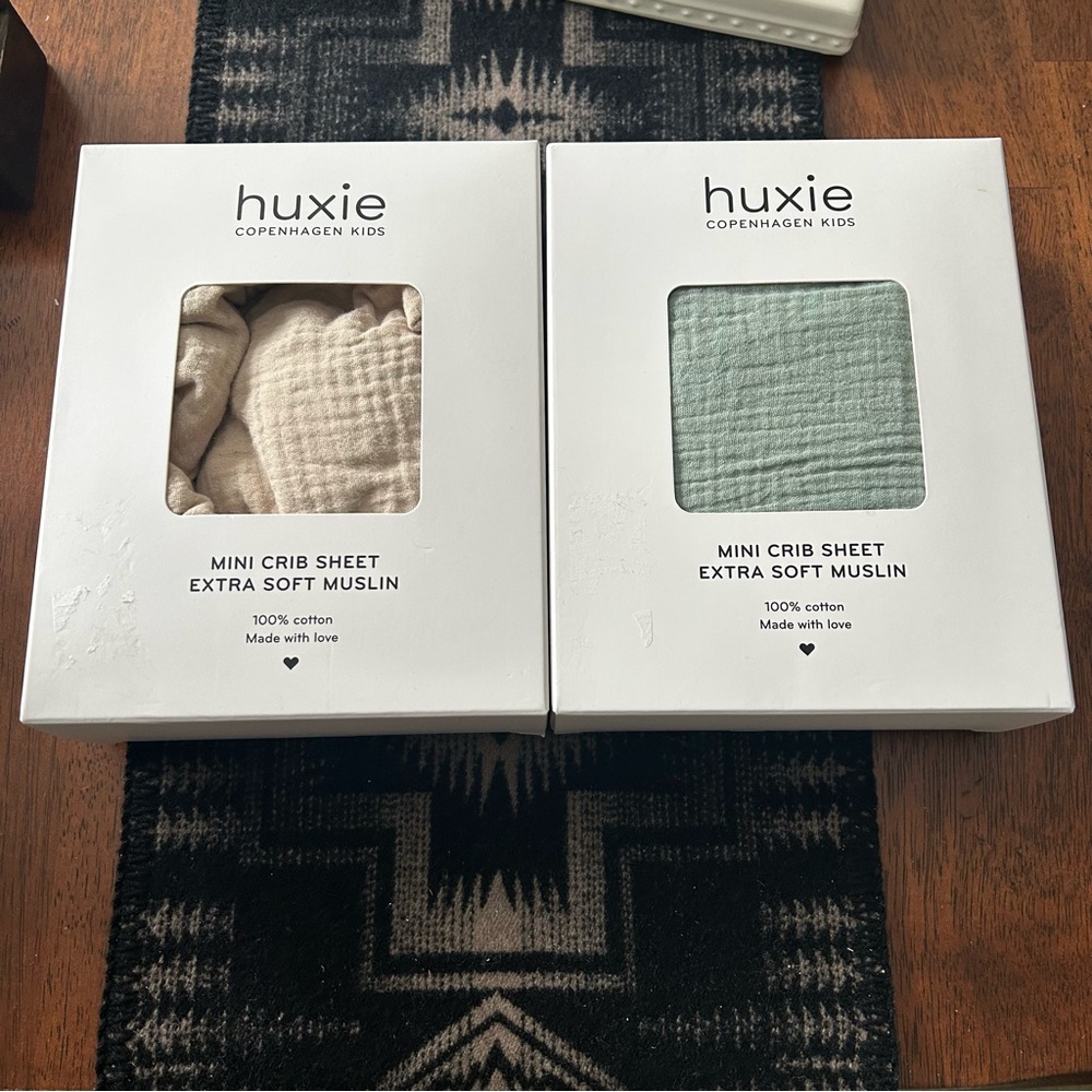 Huxie Denmark mini crib sheet set of 2 Danish extra soft Muslin 100% cotton